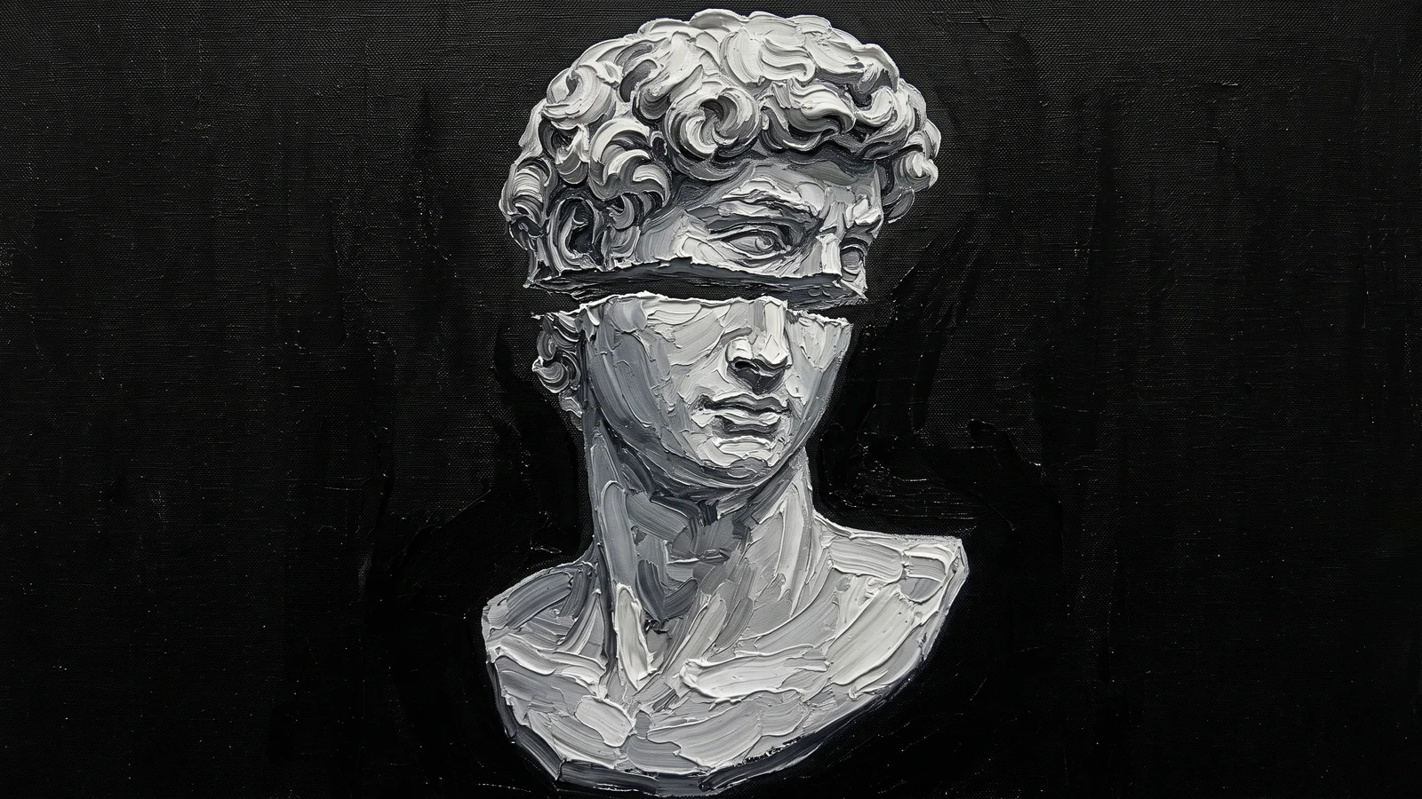 Busto clássico em textura de pintura preta e branca